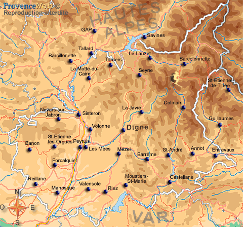 carte alpes haute provence détaillée