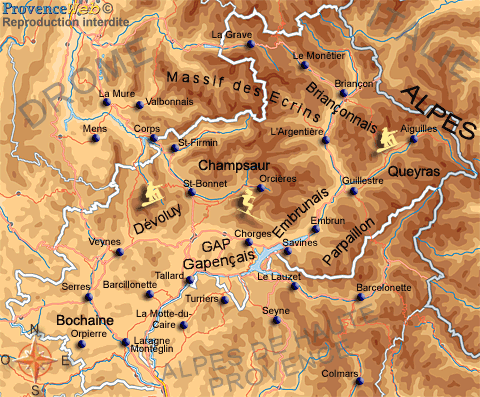 Carte des Hautes Alpes