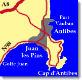 Map of Antibes andJuan les Pins