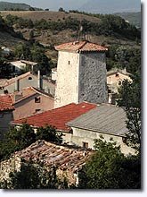 Mison, bell tower overlooking the village