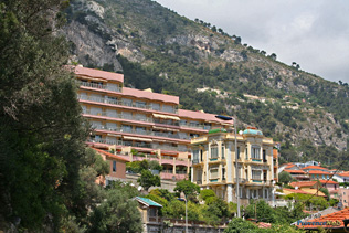 Cap d'Ail, buidings on the hill overlooking the sea