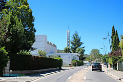 Carnoux en Provence, street and Notre Dame d'Afrique church 