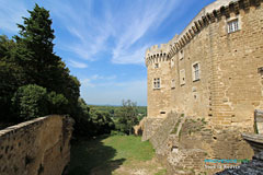 Suze la Rousse, castle tower and moat