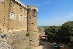 Suze la Rousse, castle tower and landscape