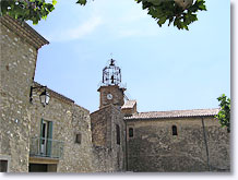 Venterol, belltower and stone houses