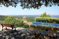 Baudinard sur Verdon, bench, orientation table and landscape Baudinard sur Verdon, bench, orientation table and landscape