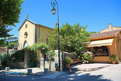 Collobrieres, church and confectionery Collobrieres, church and confectionery