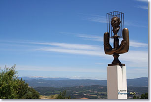 Lacoste - Statue of the Marquis in Sade - View of the Mont Ventoux