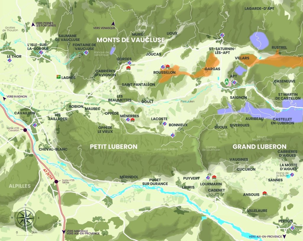 Carte touristique du Luberon.