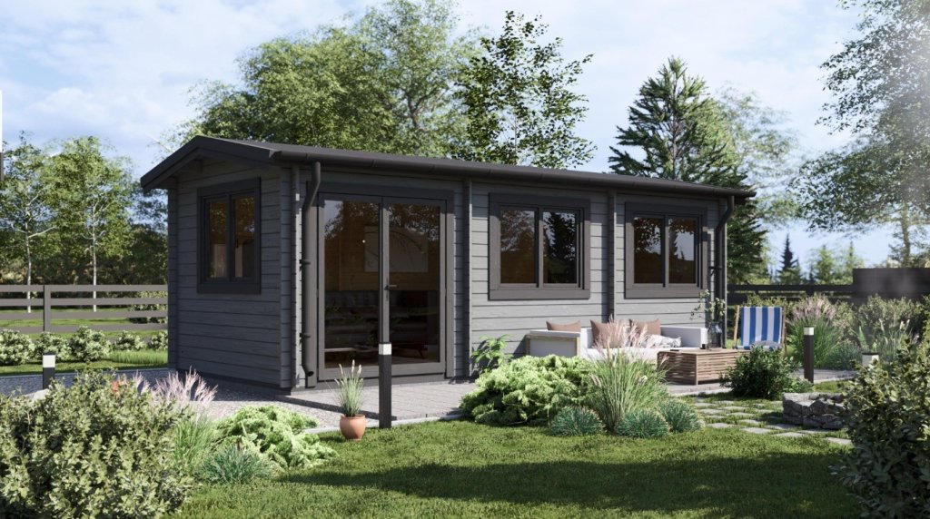 Un abri de jardin en bois moderne.