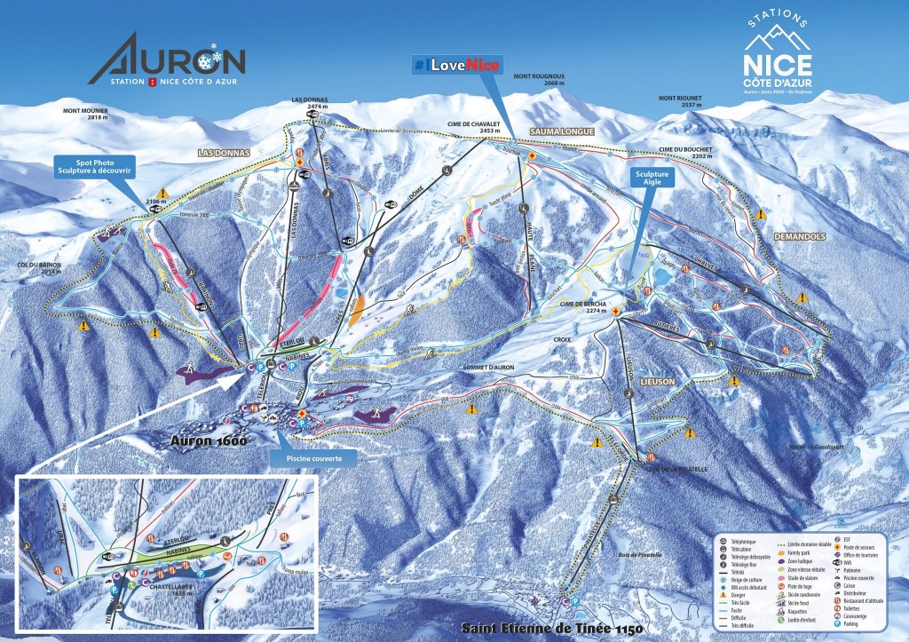 Plan des pistes d'Auron.