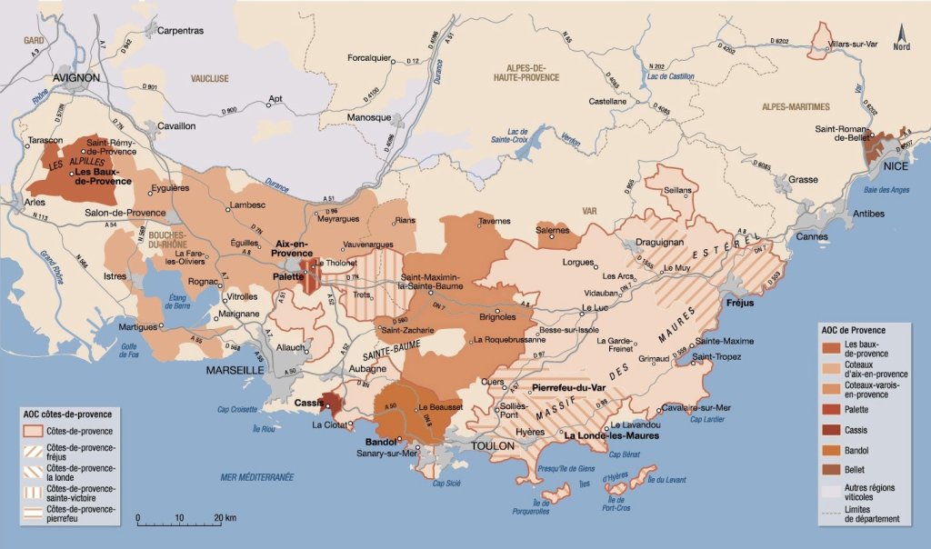 Appellations vins de Provence.