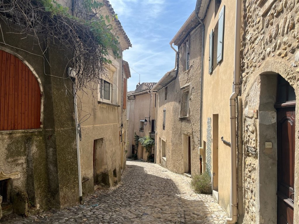 Ruelle en pierre pav&eacute;e.