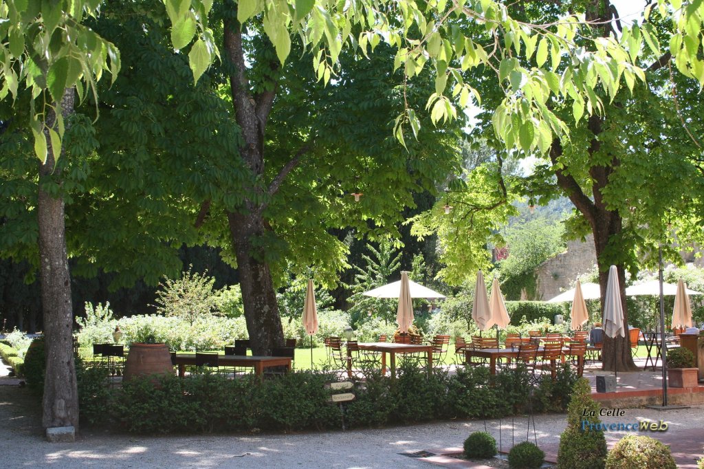Restaurant &agrave; l'ombre des arbres.