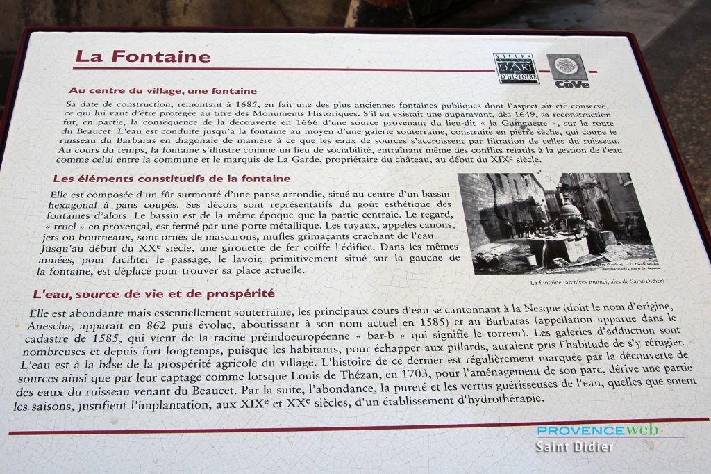 Histoire de la fontaine.