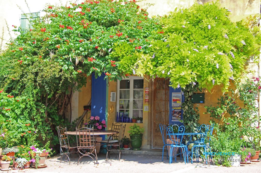 Jolie terrasse fleurie.